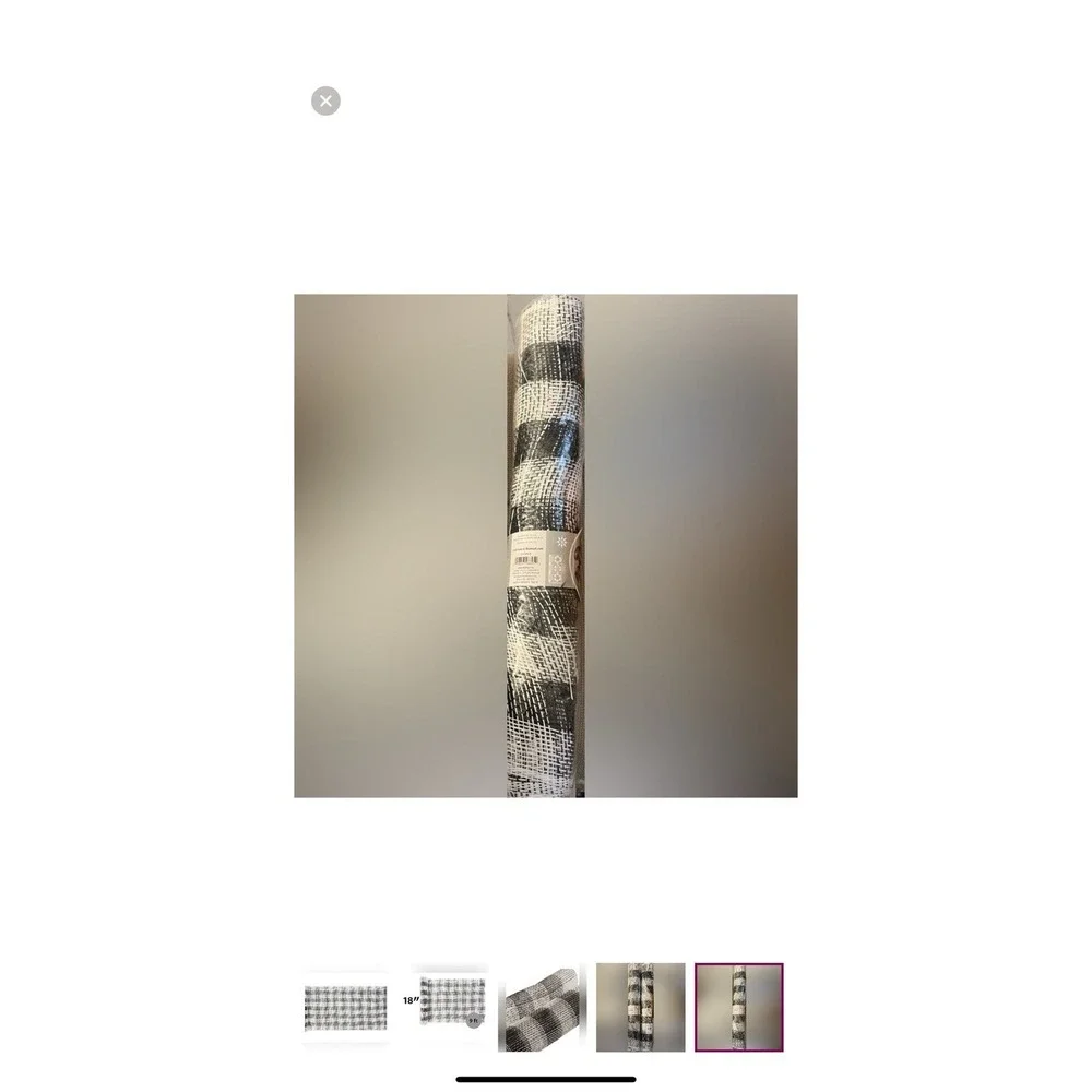 Christmas Polypro BUFFALO CHECK DECO Mesh Ribbon Black And White‎ 18x9''-NEW